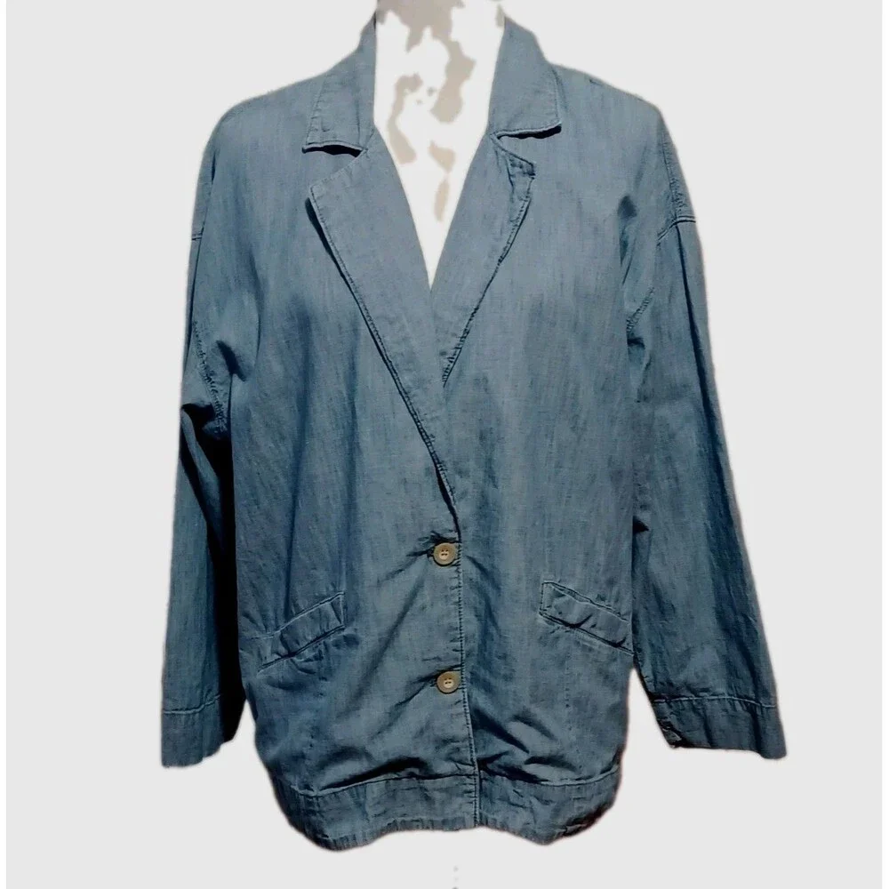 Free People Women's Lightweight Denim Oversized Bohemian Jacket SP